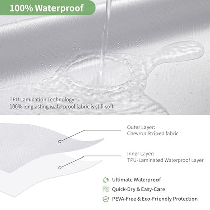 eachope Waterproof Fabric Shower Curtain,No Liner Needed,TPU Laminated Polyester Shower Curtain,Chevron Striped Design with Weighted Magnets and Metal Grommets,72 x 78 Inch,White - color: White, size: 72"W x 78"L (Pack of 1)