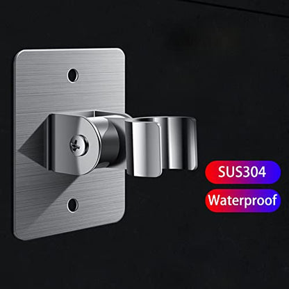 2Pieces Adjustable Angle Shower Head Holder, Bathroom Shower Wand Holder, Universal Shower Bracket, SUS304 Stainless Steel Handheld Shower Head ( Self Adhesive+Screw)