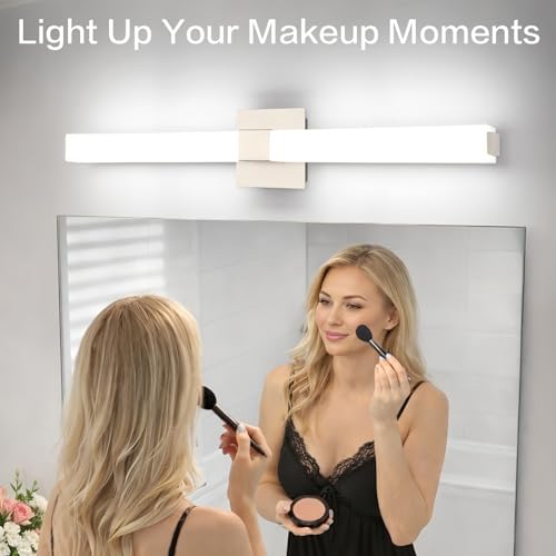 32 Inch Brushed Nickel 5CCT LED Vanity Light - Selectable Color Temperature Modern Bathroom Vanity Light Fixtures IP44 - color: Upgraded - Brushed Nickel - 5CCT Dimmable, size: 32 inch