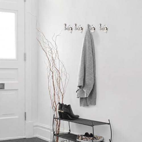 4 Pack 2-3/4inch Polished Nickel Robe Hooks | Solid Zinc Alloy | Wall Mounted | Coat Hooks | Hooks Wall Mounted Robe Hooks | For organization in bathrooms entrances. - color: Polished Nickel