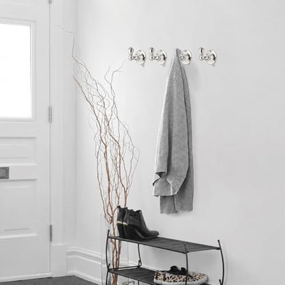 4 Pack 2-3/4inch Polished Nickel Robe Hooks | Solid Zinc Alloy | Wall Mounted | Coat Hooks | Hooks Wall Mounted Robe Hooks | For organization in bathrooms entrances. - color: Polished Nickel
