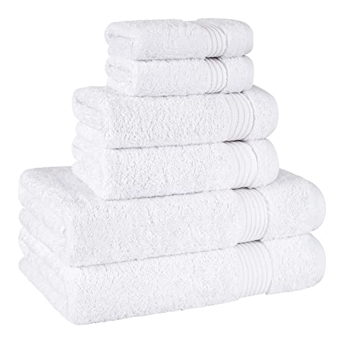 Cotton Paradise 100% Cotton Turkish Towel Set, Soft Absorbent Quick Dry, 6 Piece Towel Set, Snow White - color: Snow White, size: (27"x54") +( 16"x28") + (13"x13")