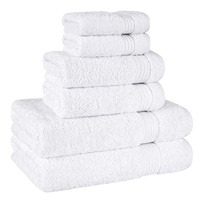 Cotton Paradise 100% Cotton Turkish Towel Set, Soft Absorbent Quick Dry, 6 Piece Towel Set, Snow White - color: Snow White, size: (27"x54") +( 16"x28") + (13"x13")