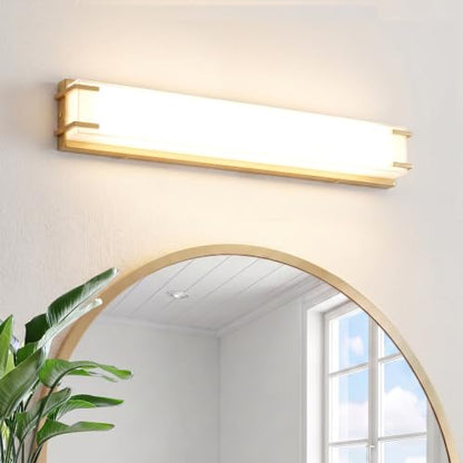 URSOLA LED Bathroom Light Fixtures Over Mirror 24.4” Vanity Light with Milky White Lampshade 4000K Daylight Gold Bath Bar (Gold) - color: Golden, size: 24inch