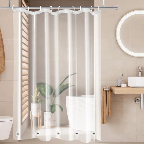AooHome Eva Clear 54x72 Inches Shower Curtain Liner, See Through Clear 8G Bathroom Shower Curtain, Narrow Shower Liner, Heavy Duty, Water Repellent, Rust Proof Grommets - color: Clear, size: 54"W x 72"L (Pack of 1)