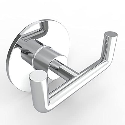 Ruacq Adhesive Double Towel Hooks for Bathroom Wall, Chrome, 2 Pack | SUS304 Stainless Steel Hand Towel Hanger, Coat Robe Hook Holder for Shower Kitchen Entryway, Round Base, Rustproof, Modern - color: 1pack