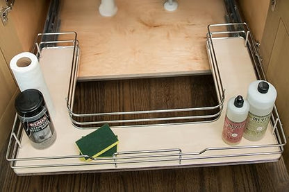 Rev-A-Shelf Solid Surface U-Shape Pullout Organizer for Sink Base Cabinets w/Soft-Close - size: Standard