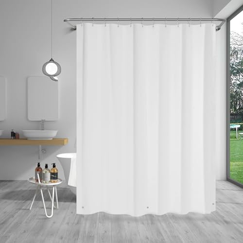 TIKABC Shower Curtain Liner, 4G PEVA Shower Liner, Plastic Waterproof Shower Curtains, with Grommet Holes and 3 Magnetic Weights(White) - color: White