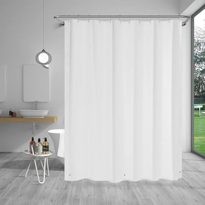TIKABC Shower Curtain Liner, 4G PEVA Shower Liner, Plastic Waterproof Shower Curtains, with Grommet Holes and 3 Magnetic Weights(White) - color: White