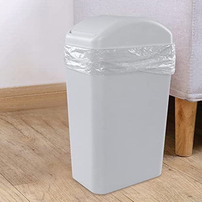 14 L / 3.3 Gallon Swing Trash Can, Slim Trash Bin, Light Grey | For Narrow Space at Home