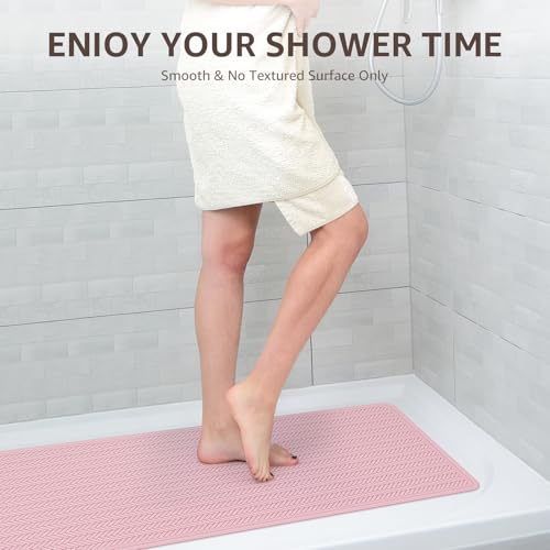 OTHWAY Bathtub Mat Non Slip, Extra Long Rubber Bath Mat for Tub, Machine Washable Shower Anti Slip Mat with 332 Strong Suction Cups (Pink, 36" x 17") - color: Pink, size: 36" x 17" (Rectangular)