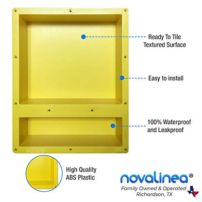 16" x 20" Double Shelf Recessed Shower Niche with Mounting Screws Included, Mounts Flush with 1/2" Backerboard, Ready to Tile, Easy to Install and Waterproof - size: 16" x 20" Double Shelf