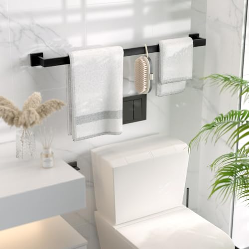 HITSLAM Bath Towel Bar, 24 Inch Towel Rack for Bathroom Wall Mounted, 2-Section Easy Assembly Design, SUS304 Stainless Steel Towel Holder, Matte Black - color: Matte Black, size: 24 Inch (Total Length 25.6 Inch)