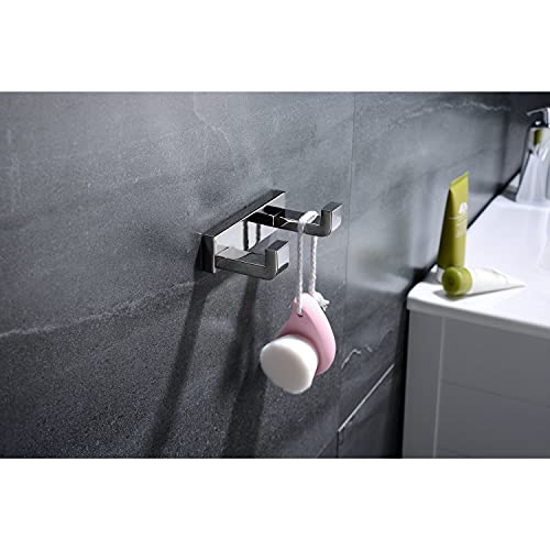 Bagno Bianca Stainless Steel Double Robe Hook in Brushed Nickel - color: Brushed Nickel