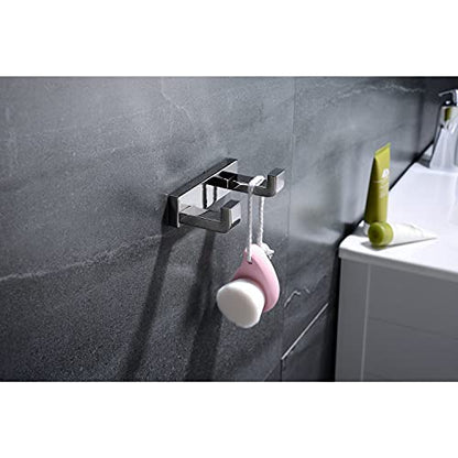 Bagno Bianca Stainless Steel Double Robe Hook in Brushed Nickel - color: Brushed Nickel