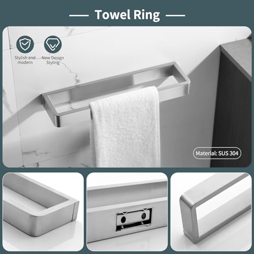 YACVCL 4-Piece Bathroom Hardware Set Brushed Nickel Towel Bar Set Premium Stainless Steel Bath Towel Holder Sets Towel Racks Wall Mounted - color: Brushed Nickel