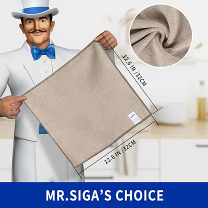 MR.SIGA Microfiber Cleaning Cloths, Streak Free Microfiber Towels, 12 Pack | All-purpose microfiber cloths, ultra absorbent, reusable household cleaning towels, Wheat, 32 x 32 cm(12.6 x 12.6 inch) - color: Wheat