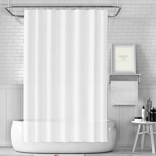 White Waterproof Fabric Shower Curtain Liner 72"x72"with PEVA Shower Curtain Liner with Rustproof Grommets and 3 Magnets - Soft Hotel Quality Cloth Shower Liner, Light-Weight Standard Size - color: White, size: 72"W x 72"L (Pack of 1)
