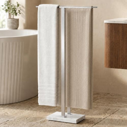 KES 37" H Standing Towel Rack, Heavy Marble Base, Brushed Finish | Taller Version, SUS304 Stainless Steel, 8.23 Lb Base, Anti-Slip Pads, Ideal For Large Bath Towels, No Drilling - color: Brushed Finish, size: 37" H (Equal-height)