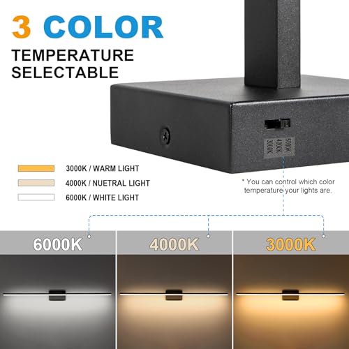 LED Bathroom Vanity Light, Modern Bathroom Light Fixture Over Mirror (3000K/4000K/6000K, Dimmable), Vanity Light Bar with Angle Adjustable, 48 Inch, Black - color: Black, size: 48 inch