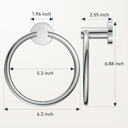 FORIOUS Towel Ring, SUS304 Stainless Steel Hand Towel Holder, Chrome | Modern Hand Towel Holder Rack Hanger Round for Bathroom Wall Mounted, Ideal for Bathroom, Kitchen, RV - color: Chrome