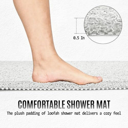 17 * 24in Shower Mat Bathtub Mat Non Slip | Bathmats Non Slip, Quick Drying Foot Scrubber Loofah Mats for Inside Shower, Tub, Bathroom, Home, White - color: White, size: 24" x 17" (Rectangular)