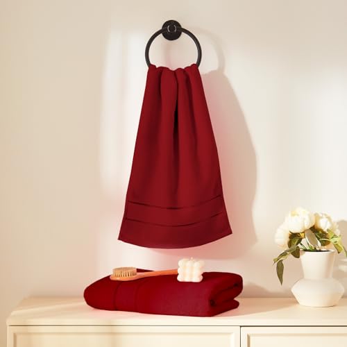 COZYART Bath Towel Set 6 PCS, Luxury Cherry Red 100% Turkish Cotton 650GSM | Soft Absorbent Quick Dry, OEKO‑Tex 100 Cert. Zero Twist Ring Spun Cotton, Plush Fluffy, Breathable Hotel Quality Towels Set - color: Cherry Red