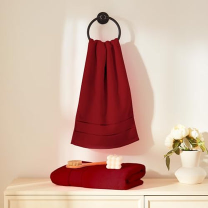 COZYART Bath Towel Set 6 PCS, Luxury Cherry Red 100% Turkish Cotton 650GSM | Soft Absorbent Quick Dry, OEKO‑Tex 100 Cert. Zero Twist Ring Spun Cotton, Plush Fluffy, Breathable Hotel Quality Towels Set - color: Cherry Red