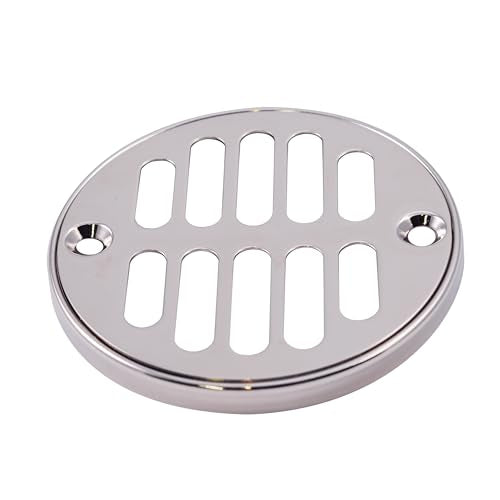 Westbrass R313-26 Square Brass Shower Tile with Round Strainer Grid Drain Cover and Crown Ring, Polished Chrome - color: Polished Chrome, size: 1-Pack