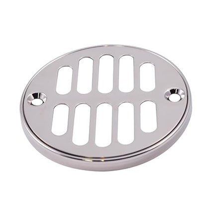 Westbrass R313-26 Square Brass Shower Tile with Round Strainer Grid Drain Cover and Crown Ring, Polished Chrome - color: Polished Chrome, size: 1-Pack