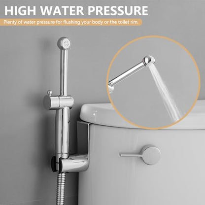 Chrome Handheld Bidet Sprayer Brass Bathroom Toilet Sprayer Bidet | Handheld Bidet Sprayer Attachment Set for Toilet Baby Cloth Diaper Spraying Kit for Pet Bathing and Feminine Care BATHLAVISH - color: Chrome