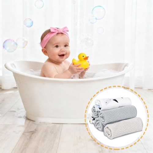 Baby Washcloths, 24Pack Baby Wash Cloths Extra Soft & Ultra Absorbent, Baby Towels and Washcloths Face Towels for Unisex Boys Girls Body, Washclothes Gentle on Sensitive Skin, 9x9 Shark - color: Shark
