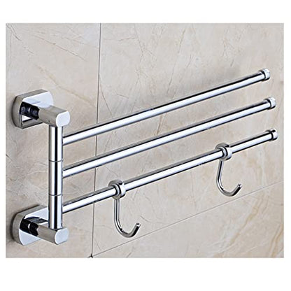 Modern Brass Chrome Swing Out Towel Bar, Folding Arm Swivel Hanger Bathroom Storage Organizer Rustproof Wall Mount, Swivel Towel Rack for Shower Room, Kitchen 3Bars - size: 3Bars