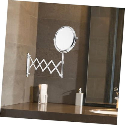 BESPORTBLE Wall Mount Makeup Mirror, 6-Inch Two-Sided Extension Mirror with 3X Magnification - Chrome Bathroom 360° Swivel
