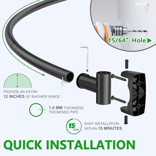 Curved Shower Curtain Rod, Adjustable 45-72 Inches Curved Shower Rod, Rustproof Shower Curtain Rod, Never Fall Telescoping Design for Bathroom, Black, Need to Drill - color: Black