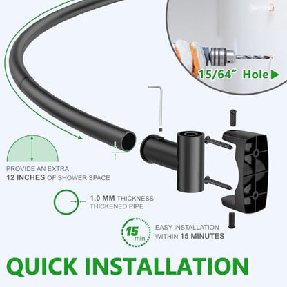 Curved Shower Curtain Rod, Adjustable 45-72 Inches Curved Shower Rod, Rustproof Shower Curtain Rod, Never Fall Telescoping Design for Bathroom, Black, Need to Drill - color: Black