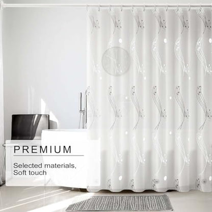 TIKABC Shower Curtain Liner, 4G PEVA Shower Liner, Plastic Waterproof Shower Curtains, 72x72 inch with Grommet Holes 3 Magnetic Weights - color: White Fireworks