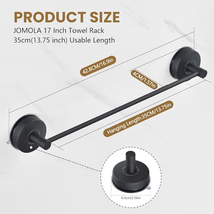 JOMOLA Towel Bar Suction Hand Towel Rack for Bathroom Stainless Steel Kitchen Towel Rail Holder Storage Hanger No Drilling Towel Bar Matte Black,17 inches - color: Matte Black