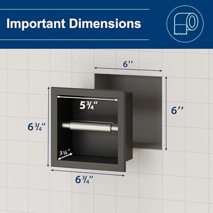 Neodrain Matte Black Recessed in Wall Toilet Paper Holder | 304 Stainless Steel ,Rustproof,Durable construction, Space-saving, Built-in Wall toilet paper Holder for Bathroom & RV - color: Matte Black, size: 6X6In