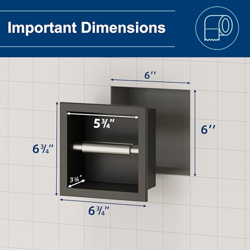 Neodrain Matte Black Recessed in Wall Toilet Paper Holder | 304 Stainless Steel ,Rustproof,Durable construction, Space-saving, Built-in Wall toilet paper Holder for Bathroom & RV - color: Matte Black, size: 6X6In