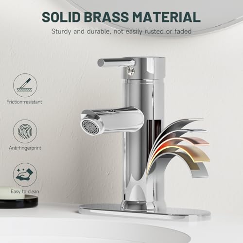 2 Pack Bathroom Faucet for 1 or 3 Holes, Chrome, Brass | Single Handle Bathroom Sink Faucets, Modern Commercial Lavatory Vanity Faucet,with Deck Plate and Supply Line, Pop Up Drain - color: Chrome X 2