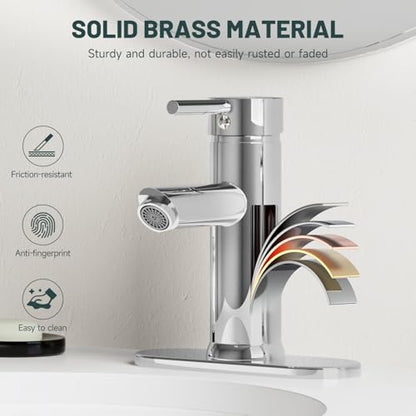 2 Pack Bathroom Faucet for 1 or 3 Holes, Chrome, Brass | Single Handle Bathroom Sink Faucets, Modern Commercial Lavatory Vanity Faucet,with Deck Plate and Supply Line, Pop Up Drain - color: Chrome X 2