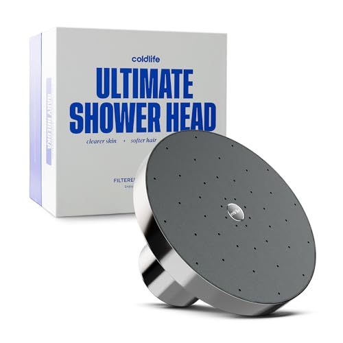 Cold Life Filtered Shower Head for Hard Water -Recommended by Gary Brecka | Wide-face high-pressure shower head, multi-stage filter reduces 99% chlorine, chrome finish for softer skin and hair - color: Chrome
