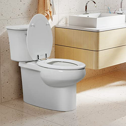 Angol Shiold Wood Toilet Seat, Zinc Alloy Hinges (Elongated, White) | Elongated Toilet Seat, Scratch Resistant Wood Surface, Easy to Install and Clean - color: White, size: Elongated