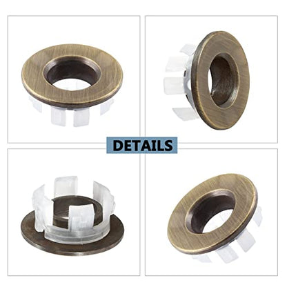 3 Pack Sink Overflow Ring, Antique Bronze Copper Basin Drain Cover | Fits 22-25mm Overflow Hole, Tool-Free Flex Buckle Install, Anti-Aging Rust Proof, for Ceramic Bathroom Kitchen Sink - color: Antique Bronze -- 3 Pack, style: Copper