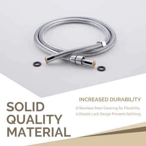 Angle Simple Flexible Handheld Shower Head Hose 59 Inches, 1/2" IPS, Chrome | Stainless Steel Bathroom Shower Hose Replacement, No Tangles - color: Chrome, size: 59 Inch