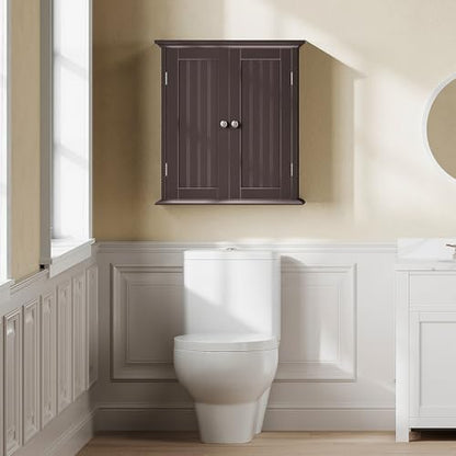 ChooChoo Bathroom Wall Cabinet with 2 Doors, Over The Toilet | 8.8"D x 21.1"W x 24"H, Medicine Cabinet, Adjustable Shelves, Cupboard, Espresso - color: Espresso, size: 8.8"D x 21.1"W x 24"H
