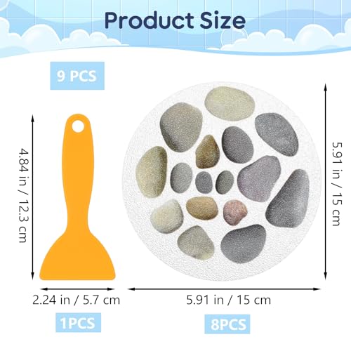 Cabilock 8Pcs Anti-Slip Bathtub Stickers 5.9X5.9 Inch Self-Adhesive Non Slip Stickers for Bathroom Tub Safety Decals Stone Pattern Shower Treads