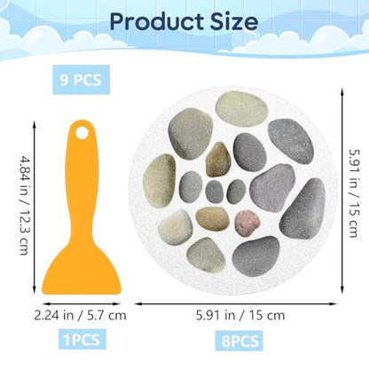 Cabilock 8Pcs Anti-Slip Bathtub Stickers 5.9X5.9 Inch Self-Adhesive Non Slip Stickers for Bathroom Tub Safety Decals Stone Pattern Shower Treads