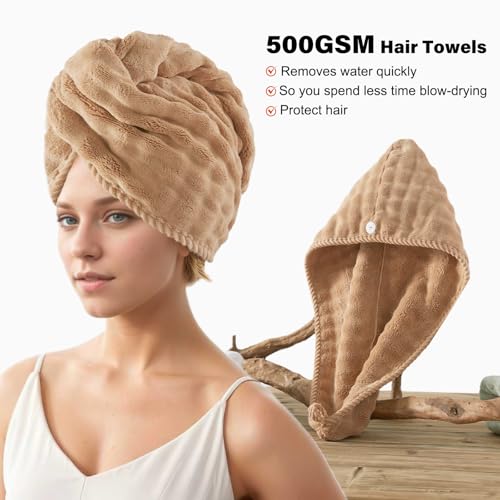 COZYART Lint Free 8 Pcs Bathroom Towels Set Ultra Soft Microfiber Tan | Fluffy, Thick, Highly Absorbent, Fast Dry, No Shedding, No Pilling, Fade Resistant, Durable, Long-lasting - color: Tan